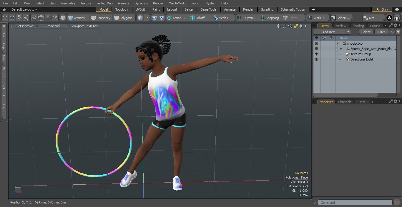 3D Sporty Style with Hoop Black Girl Baby model