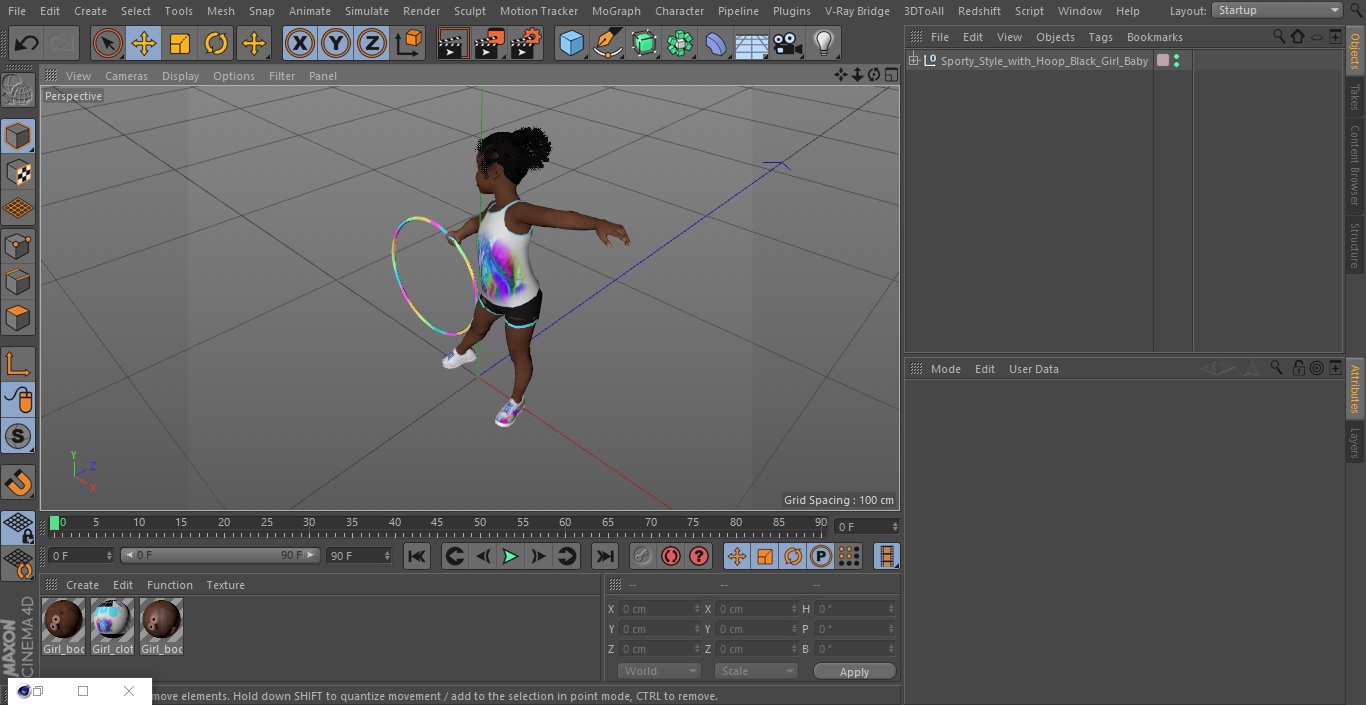 3D Sporty Style with Hoop Black Girl Baby model