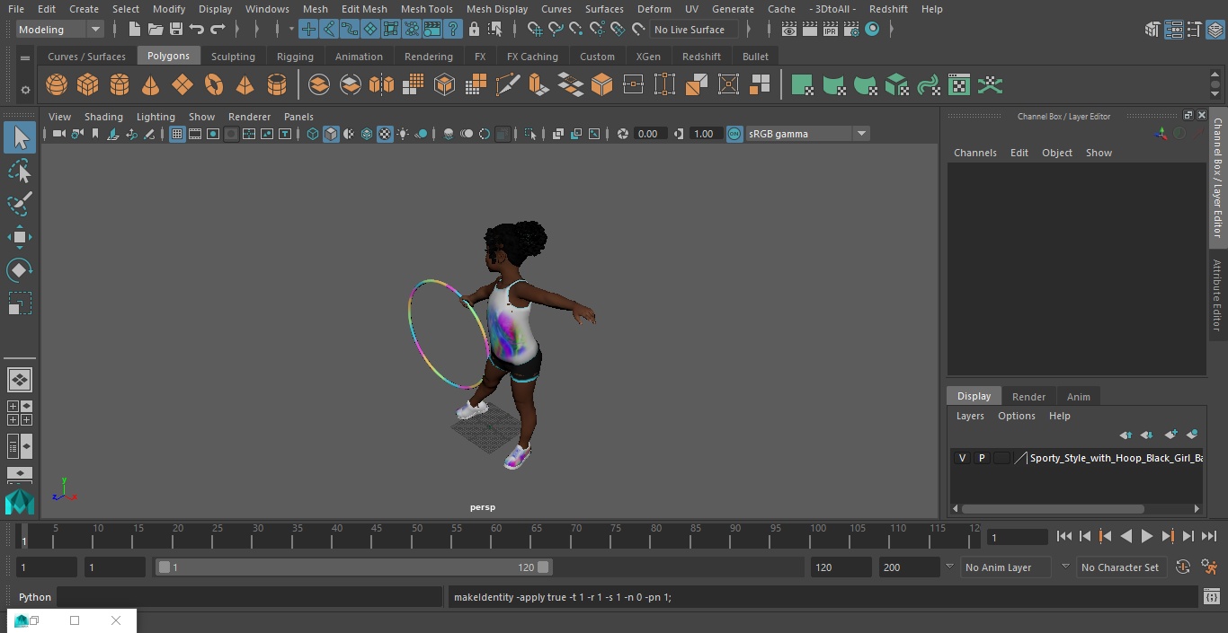 3D Sporty Style with Hoop Black Girl Baby model