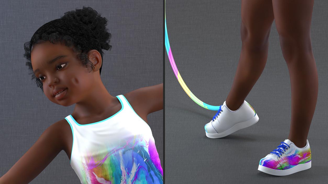 3D Sporty Style with Hoop Black Girl Baby model