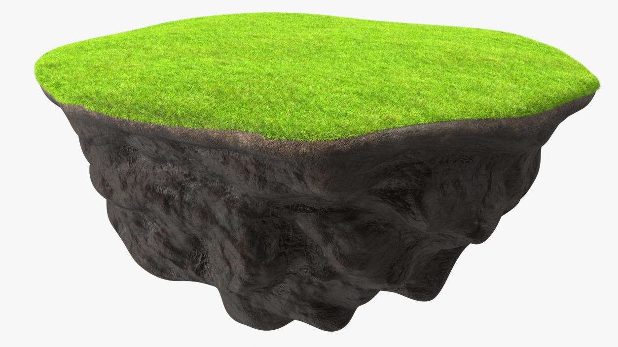 Round Soil Ground Cross Section with Green Grass Fur 3D