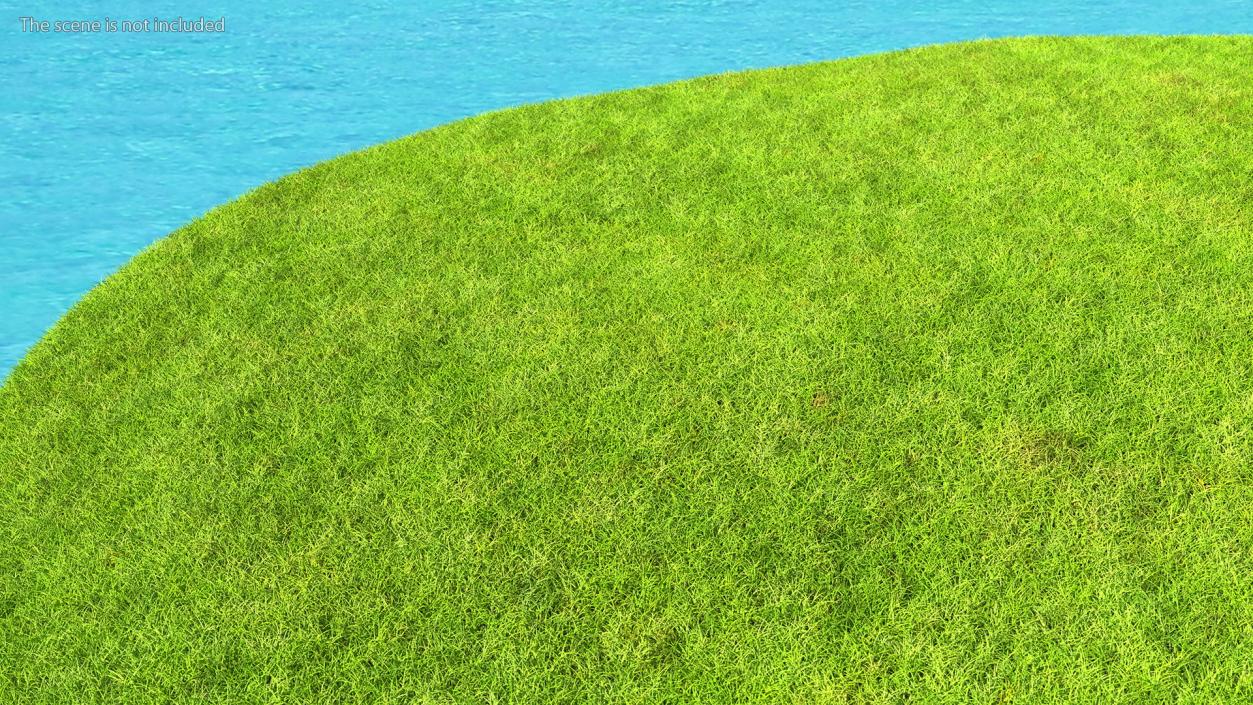 Round Soil Ground Cross Section with Green Grass Fur 3D