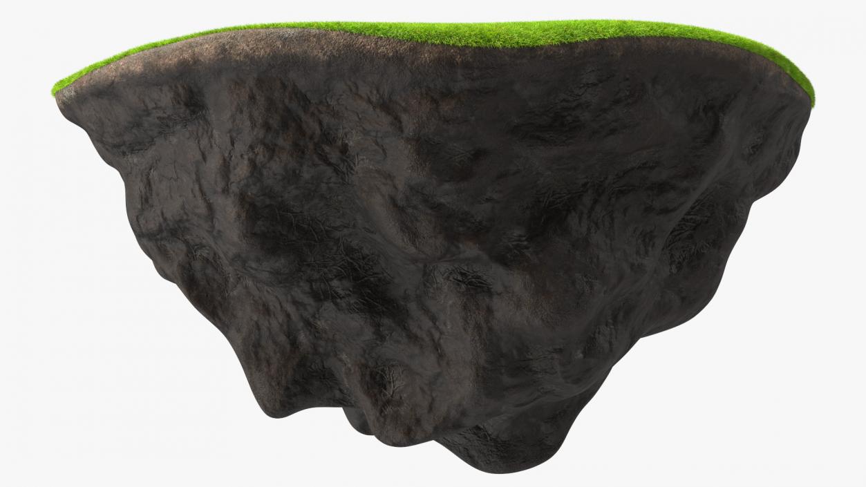 Round Soil Ground Cross Section with Green Grass Fur 3D