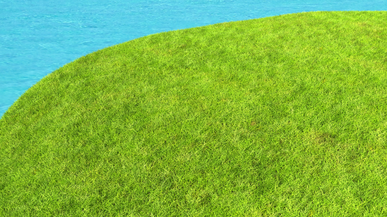 Round Soil Ground Cross Section with Green Grass Fur 3D