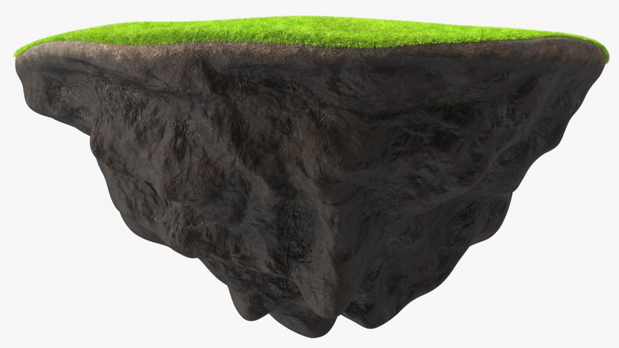 Round Soil Ground Cross Section with Green Grass Fur 3D