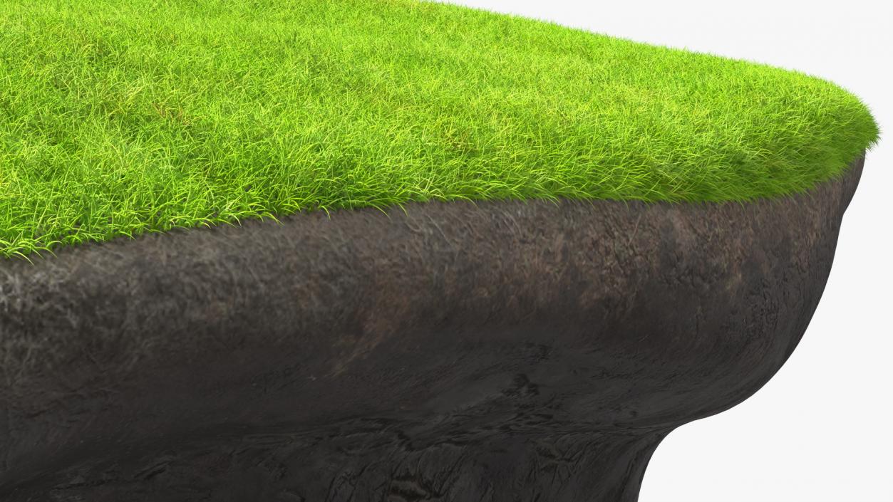 Round Soil Ground Cross Section with Green Grass Fur 3D