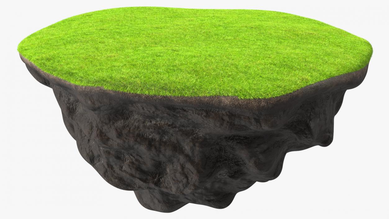 Round Soil Ground Cross Section with Green Grass Fur 3D