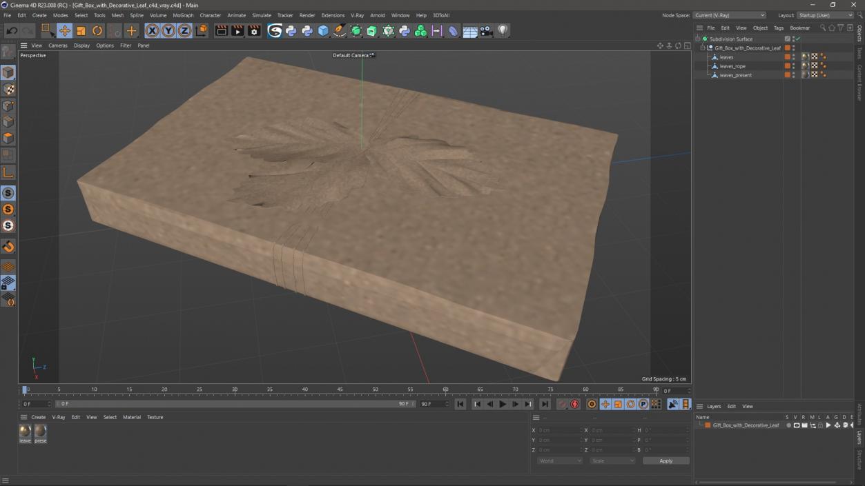 Gift Box with Decorative Leaf 3D model