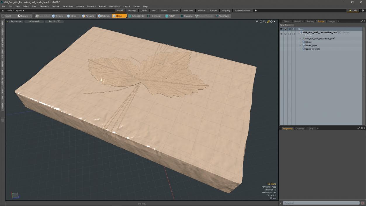Gift Box with Decorative Leaf 3D model