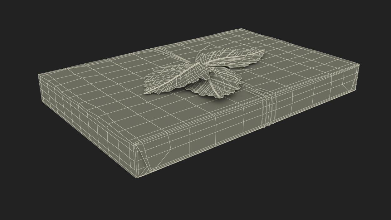 Gift Box with Decorative Leaf 3D model