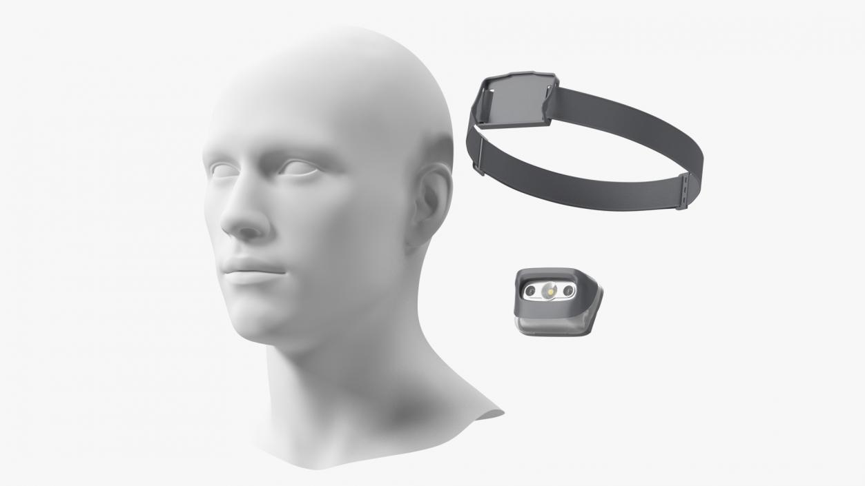 LED Head Light Grey with Mannequin Head 3D model