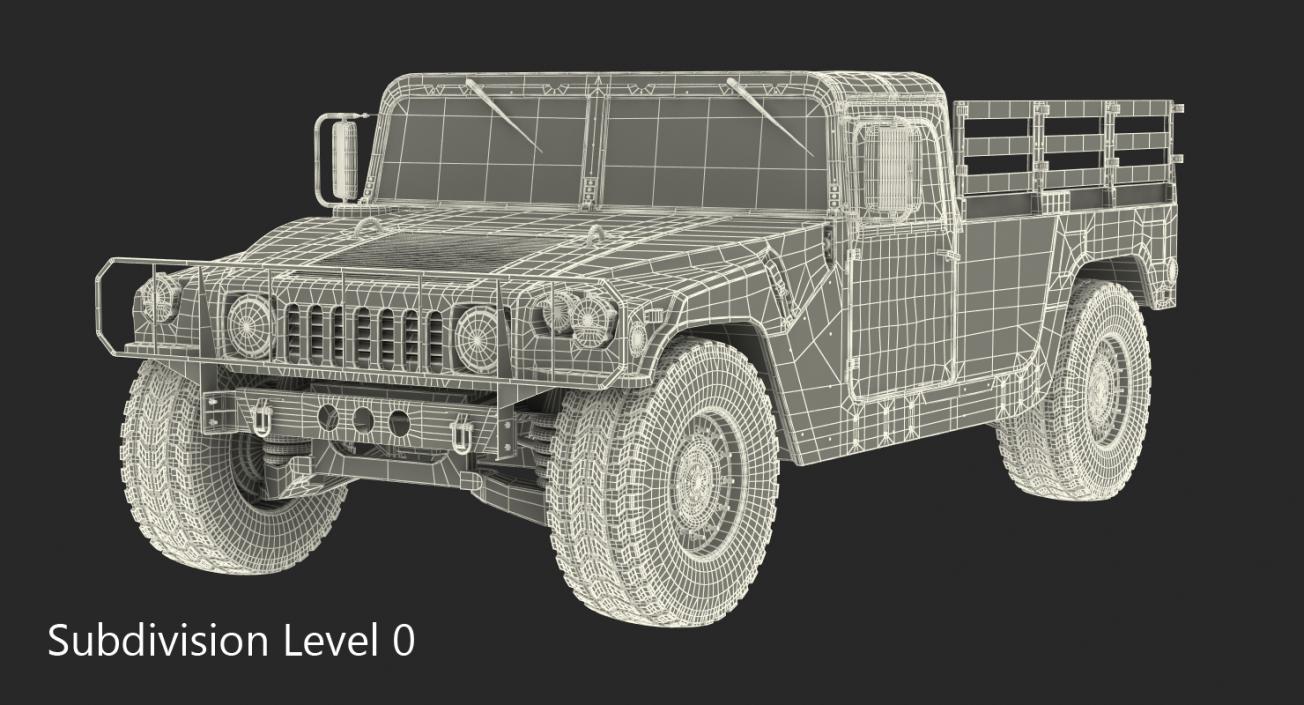 Cargo Troop Carrier HMMWV m1038 Rigged Green 3D model