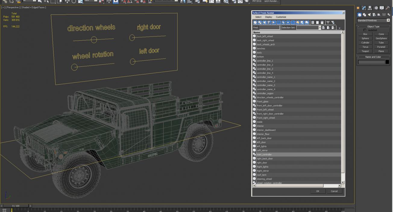 Cargo Troop Carrier HMMWV m1038 Rigged Green 3D model