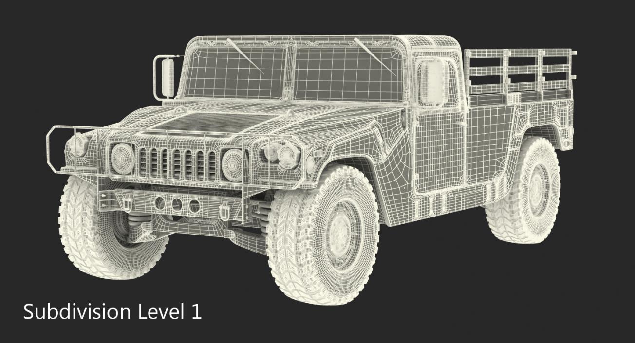 Cargo Troop Carrier HMMWV m1038 Rigged Green 3D model