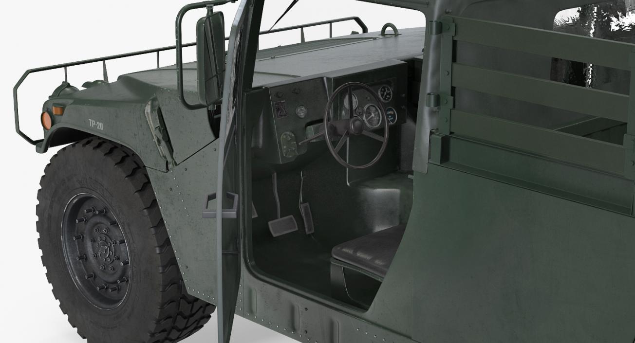 Cargo Troop Carrier HMMWV m1038 Rigged Green 3D model