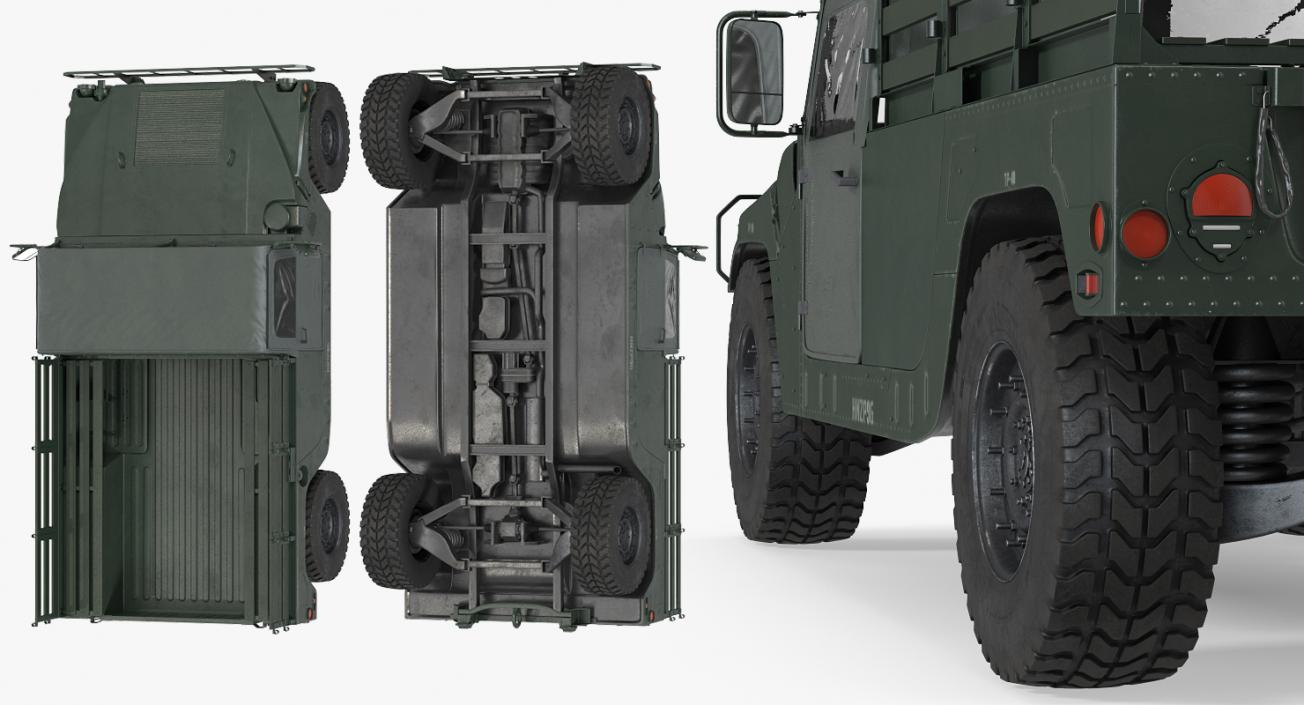 Cargo Troop Carrier HMMWV m1038 Rigged Green 3D model