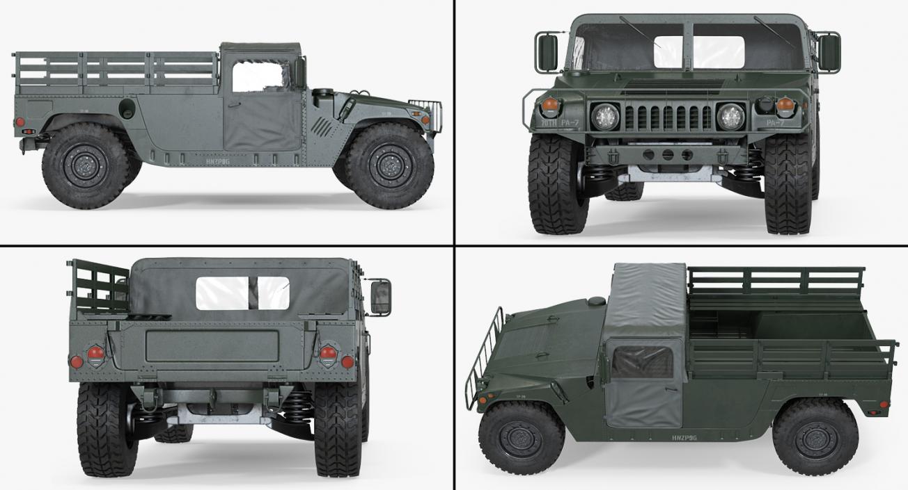 Cargo Troop Carrier HMMWV m1038 Rigged Green 3D model