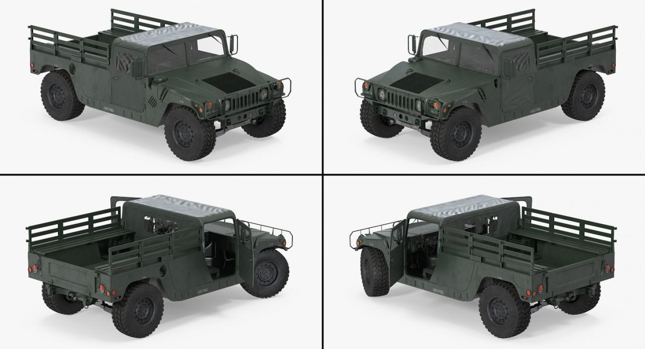 Cargo Troop Carrier HMMWV m1038 Rigged Green 3D model