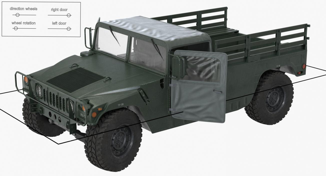 Cargo Troop Carrier HMMWV m1038 Rigged Green 3D model