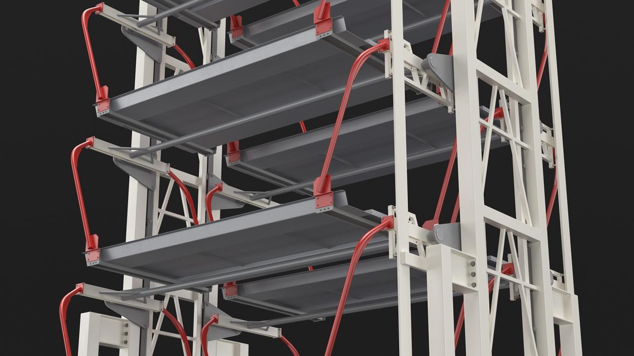 3D model 16 Car Parking Lift Rotary System Rigged