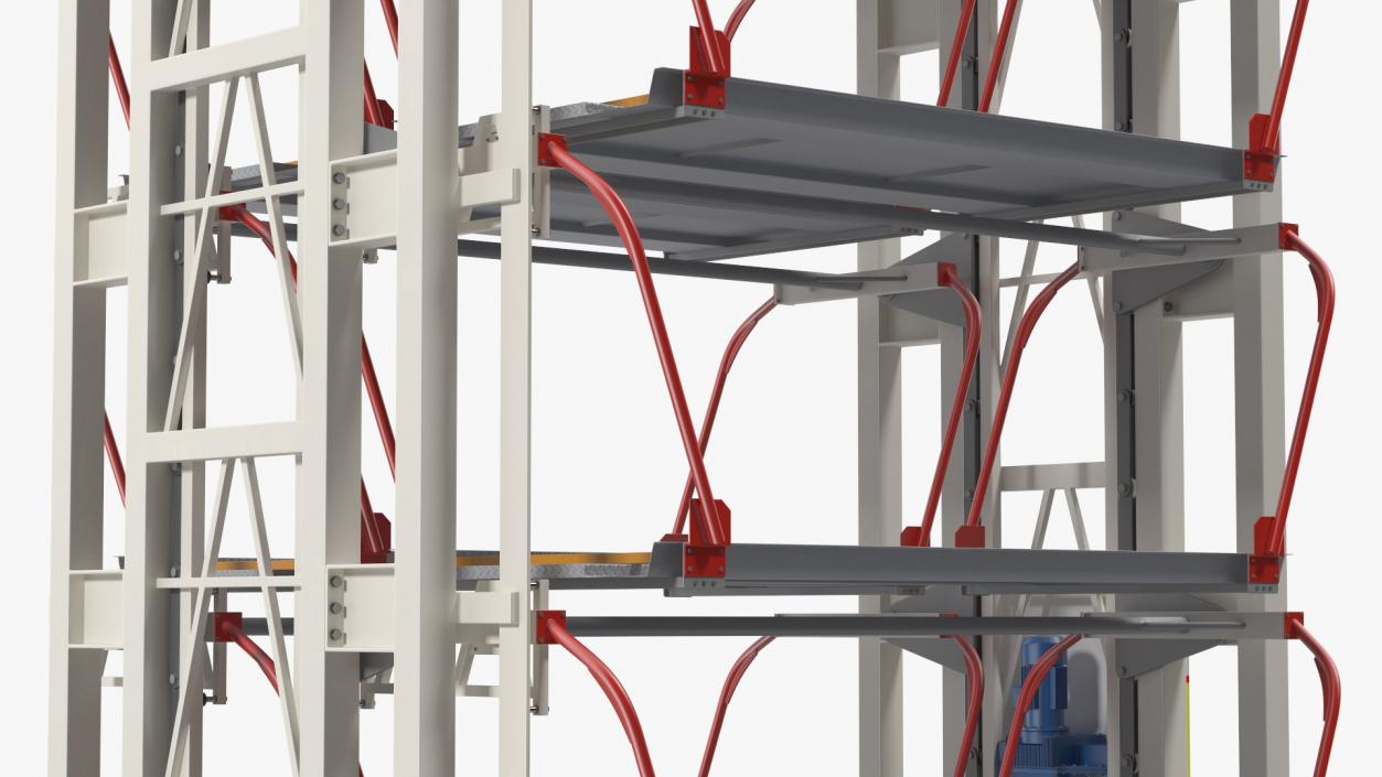 3D model 16 Car Parking Lift Rotary System Rigged