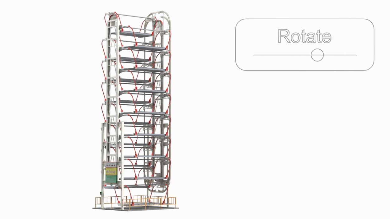 3D model 16 Car Parking Lift Rotary System Rigged