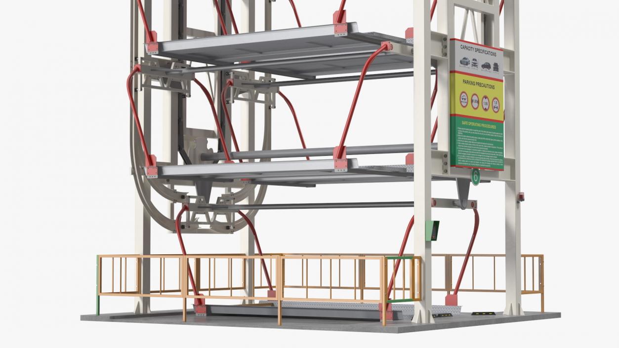 3D model 16 Car Parking Lift Rotary System Rigged