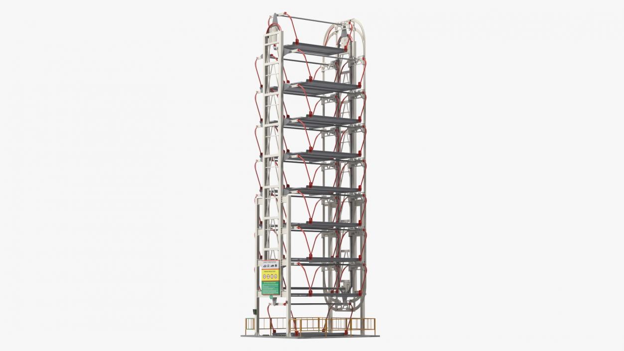 3D model 16 Car Parking Lift Rotary System Rigged