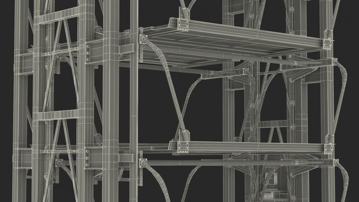 3D model 16 Car Parking Lift Rotary System Rigged