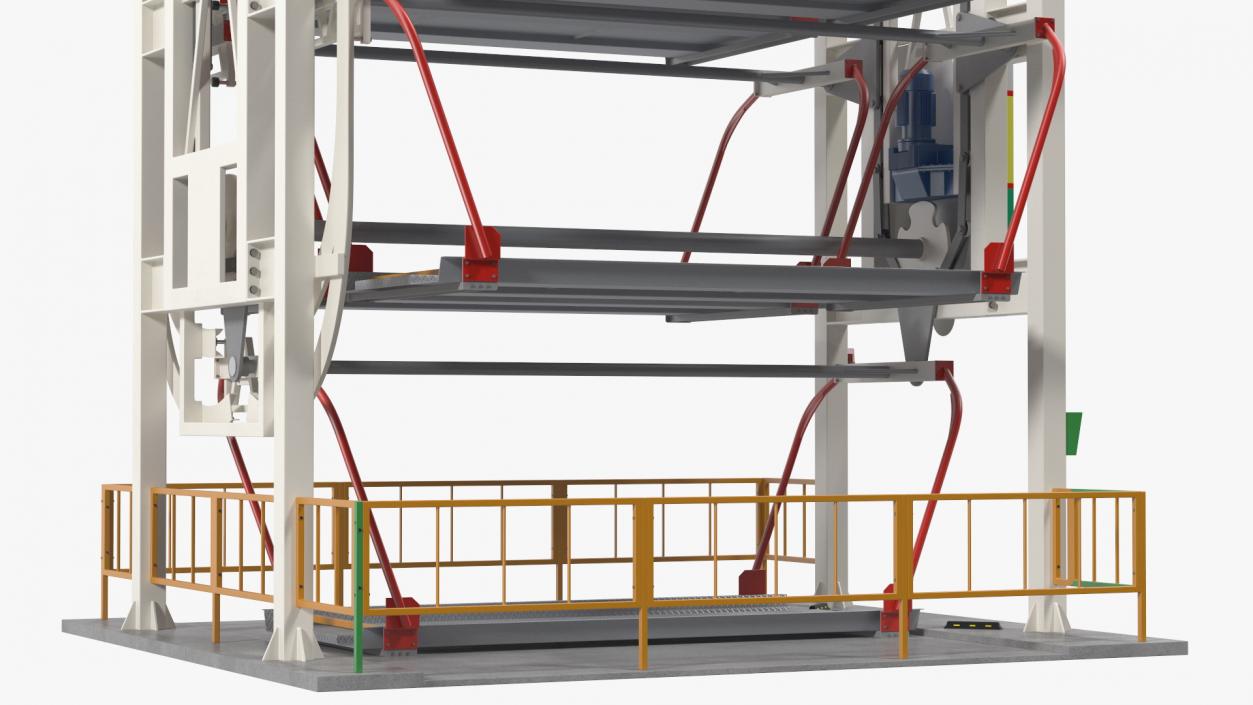 3D model 16 Car Parking Lift Rotary System Rigged