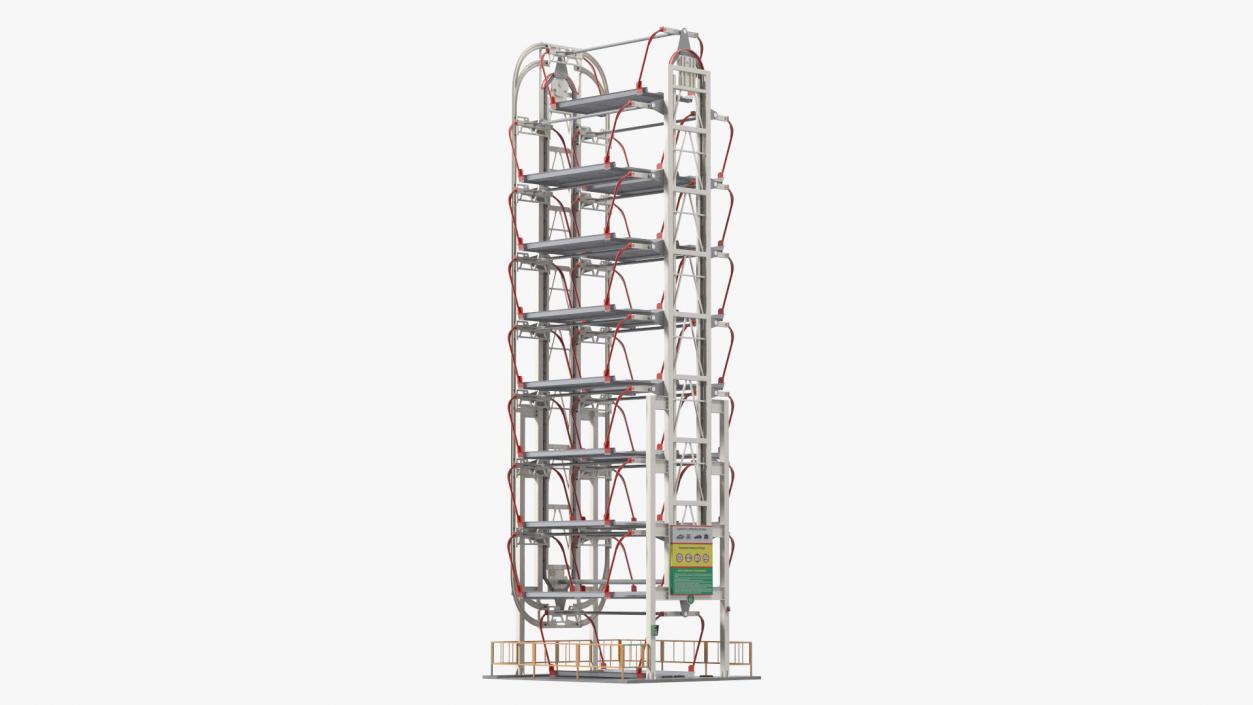 3D model 16 Car Parking Lift Rotary System Rigged