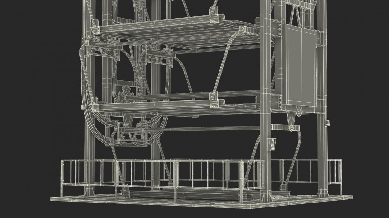 3D model 16 Car Parking Lift Rotary System Rigged