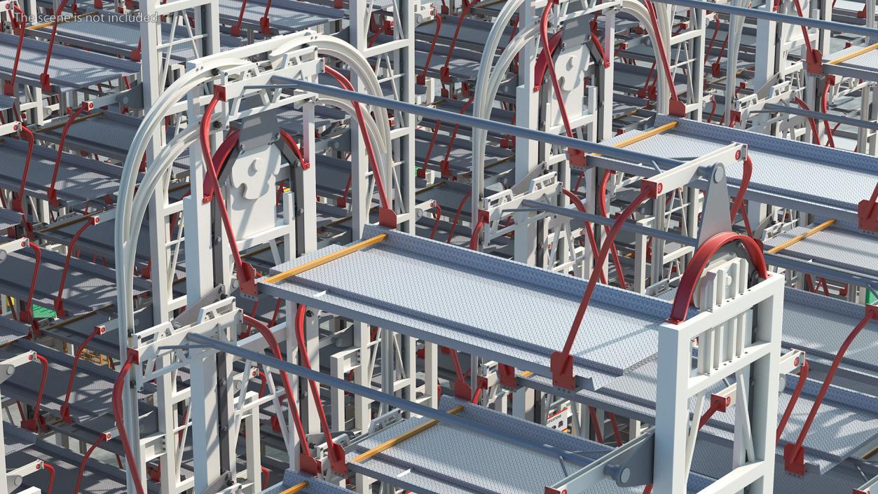 3D model 16 Car Parking Lift Rotary System Rigged