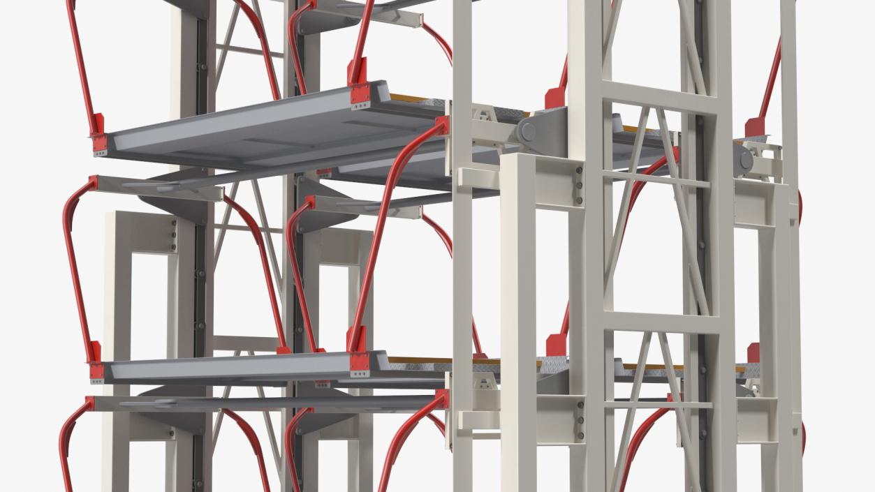 3D model 16 Car Parking Lift Rotary System Rigged