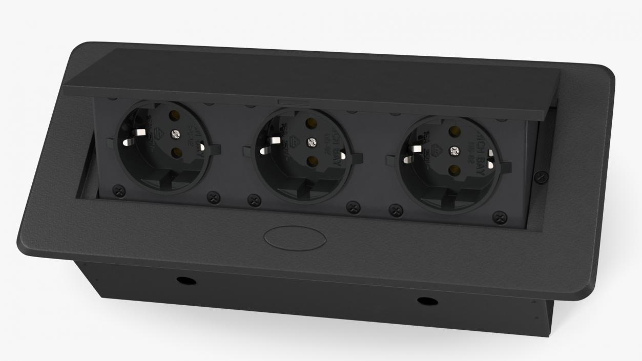 Damped Outlet Socket Three Plug Black 3D