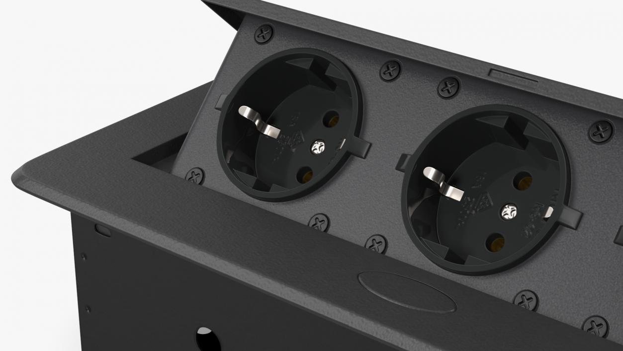 Damped Outlet Socket Three Plug Black 3D