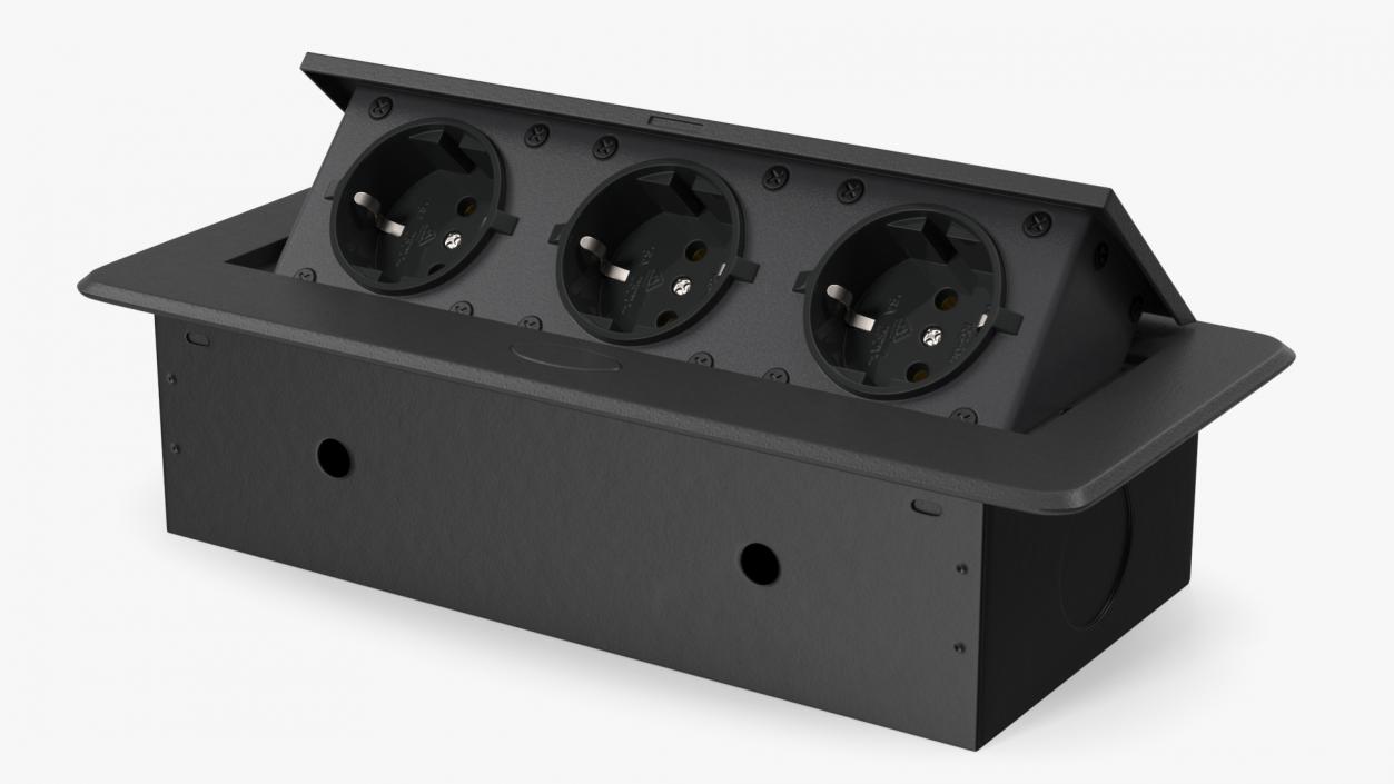 Damped Outlet Socket Three Plug Black 3D