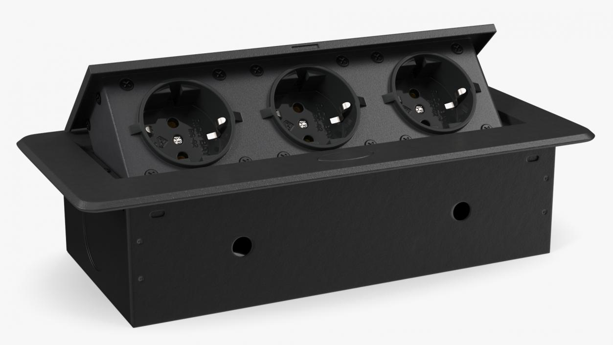 Damped Outlet Socket Three Plug Black 3D