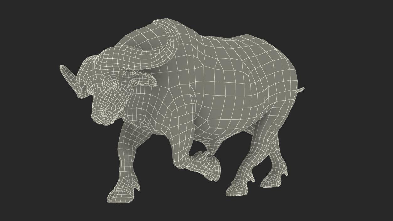 African Buffalo Attacking Pose with Fur 3D model