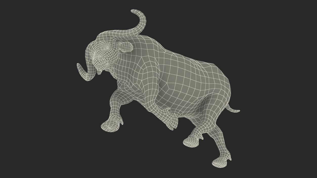 African Buffalo Attacking Pose with Fur 3D model