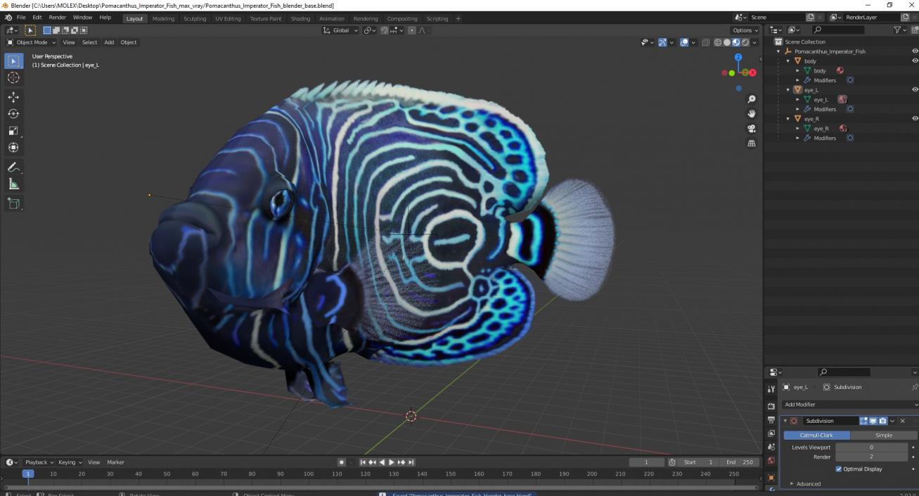 3D Pomacanthus Imperator Fish