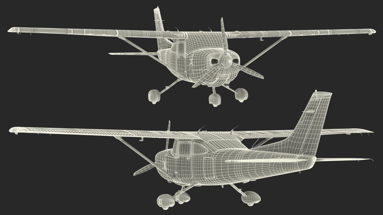 3D Four Seat Light Utility Aircraft Rigged for Maya model