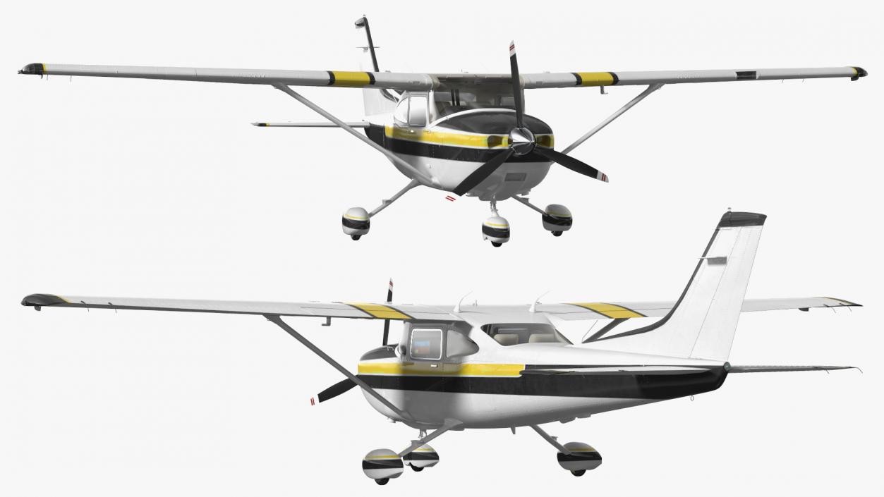 Four Seat Light Utility Aircraft Rigged 3D model