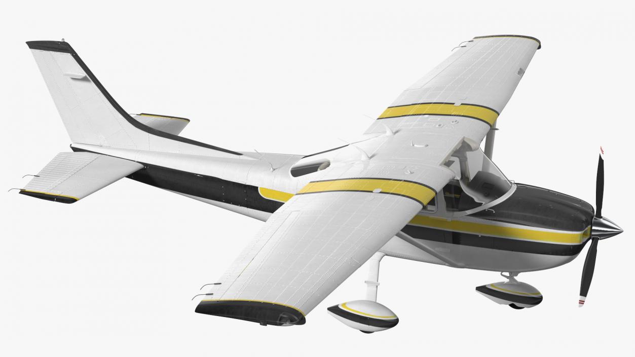 Four Seat Light Utility Aircraft Rigged 3D model