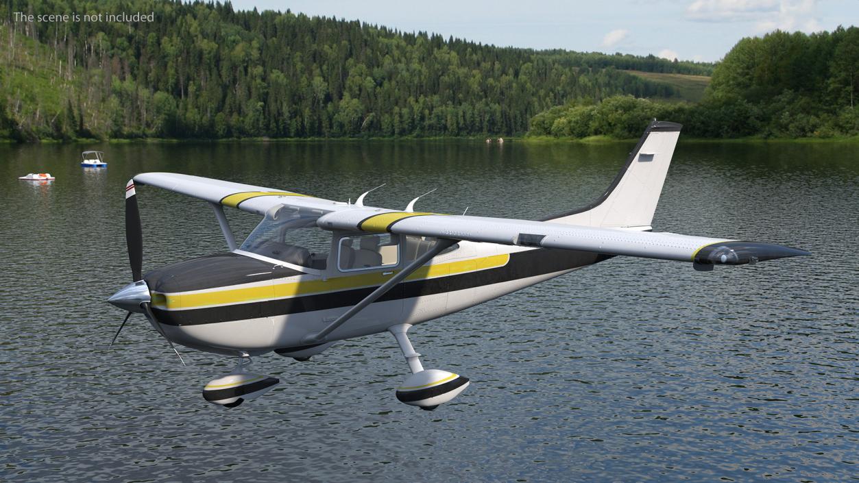 Four Seat Light Utility Aircraft Rigged 3D model