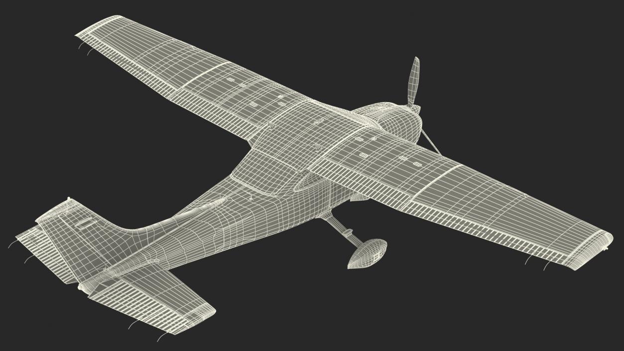 3D Four Seat Light Utility Aircraft Rigged for Maya model