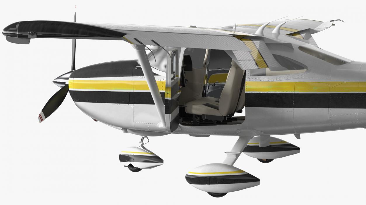 Four Seat Light Utility Aircraft Rigged 3D model