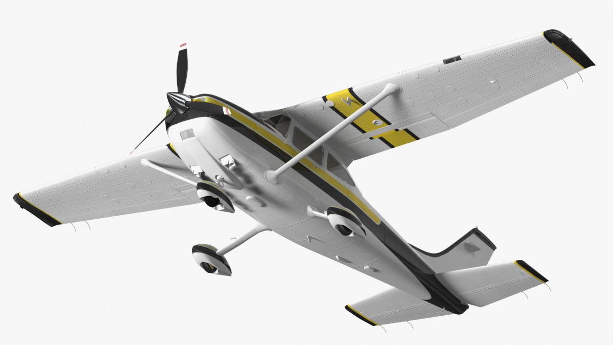 3D Four Seat Light Utility Aircraft Rigged for Maya model