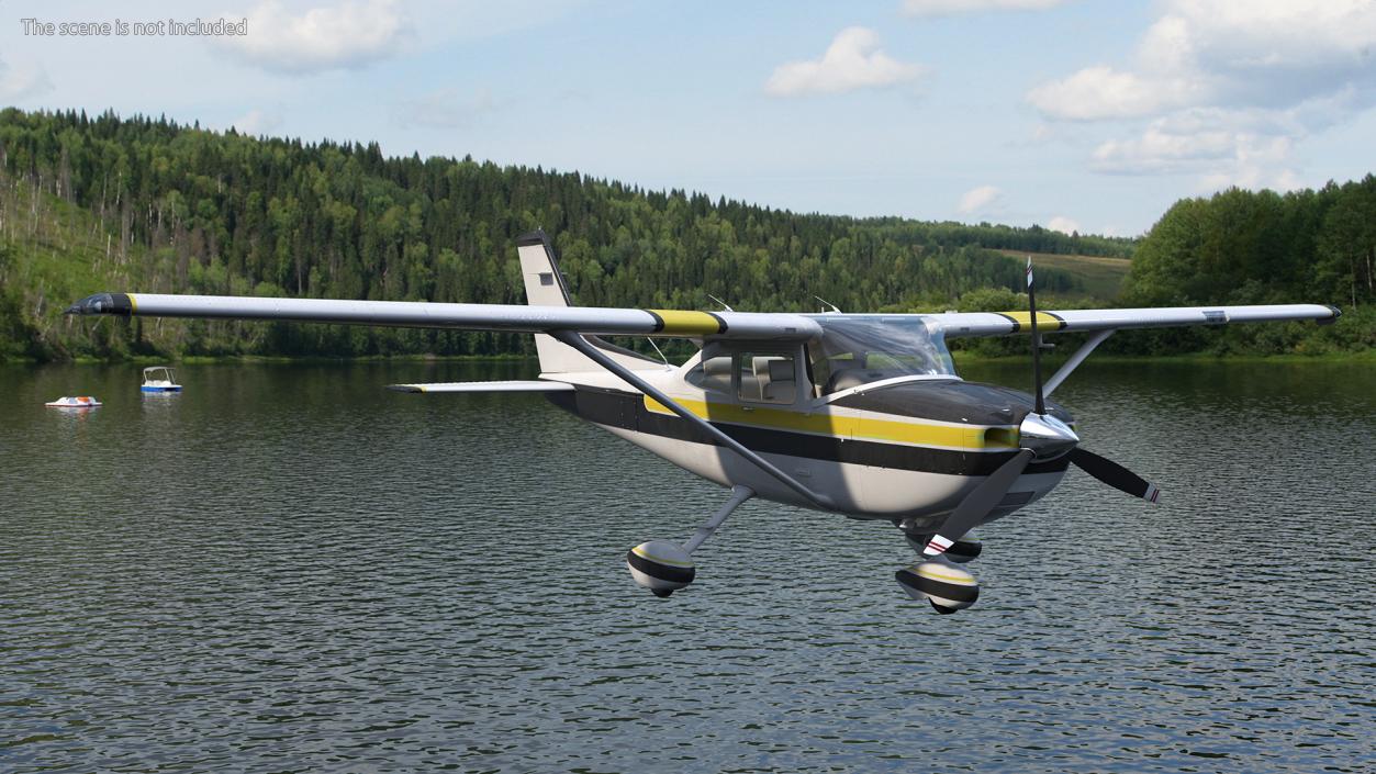 Four Seat Light Utility Aircraft Rigged 3D model