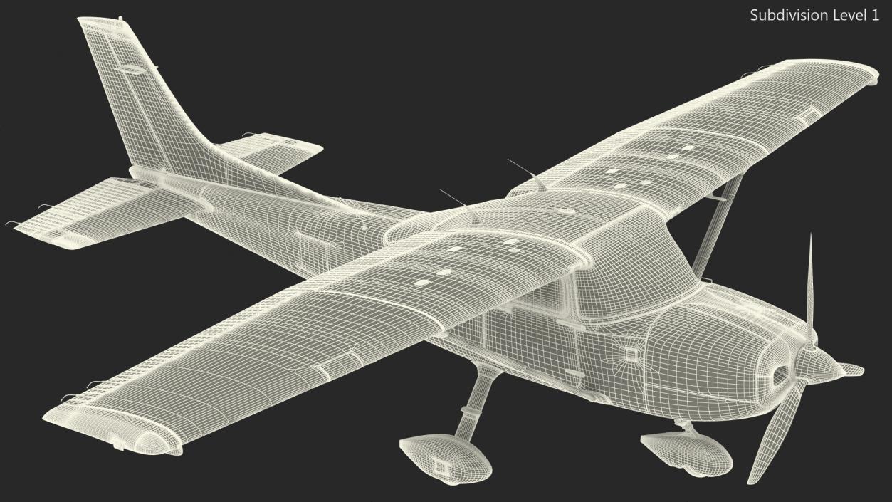 Four Seat Light Utility Aircraft Rigged 3D model